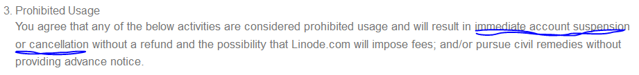 linode terms of use